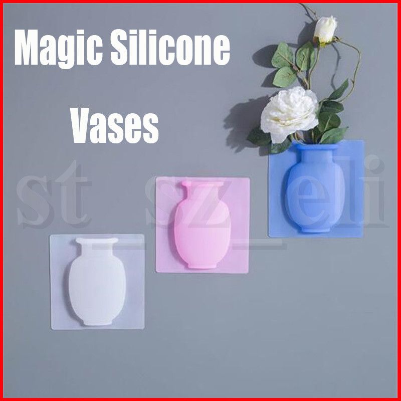 Magic Silicone Vase Suction Cup Creative Wall Decoration Vases Fridge