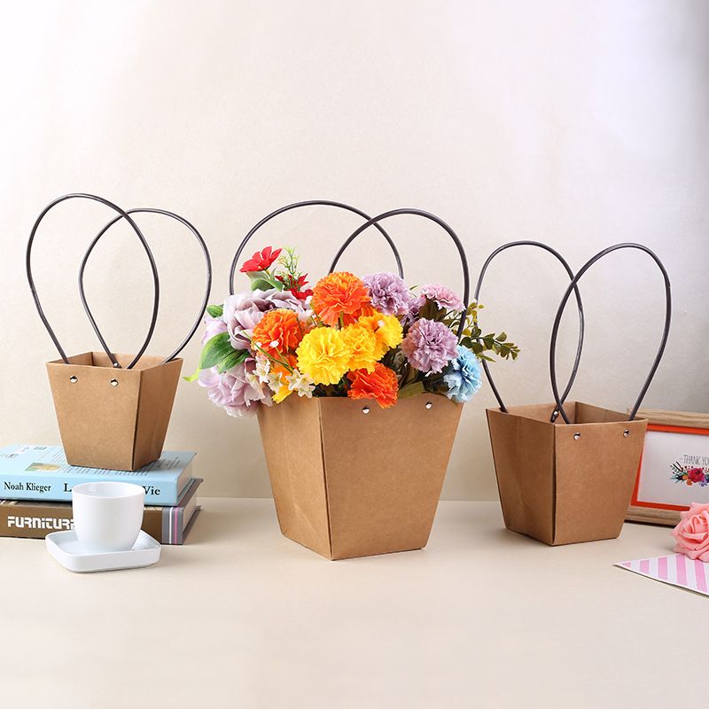 Bolsas de papel de color flores Cesta de ramo de flores prueba