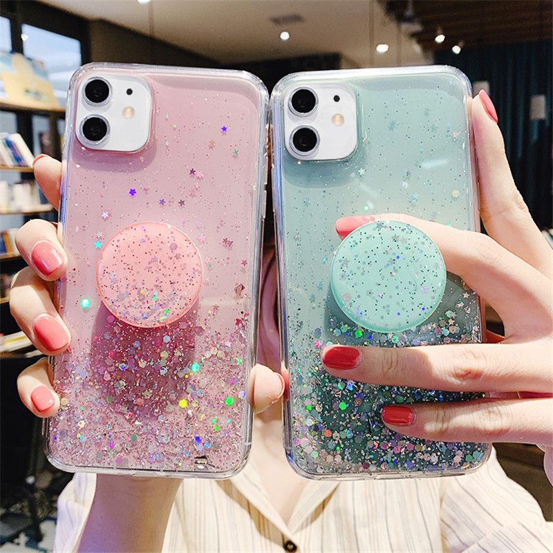 3d Cute Bling Glitter Soft Clean Case For Iphone 11 Pro Max Xr X Xs 6s 7 8 Plus Stand Holder Back Cover From Syk 2 12 Dhgate Com