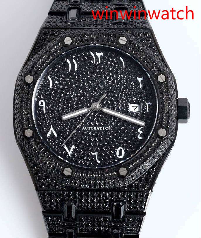 iced out black diamond watch