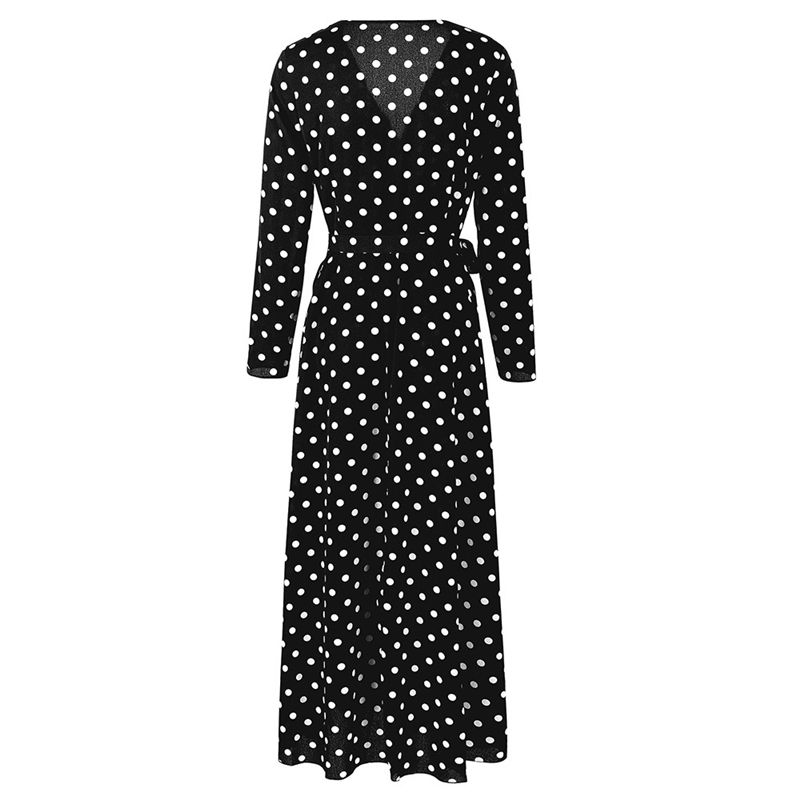 black and white polka dot dress long sleeve