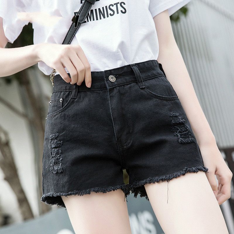 black ripped shorts
