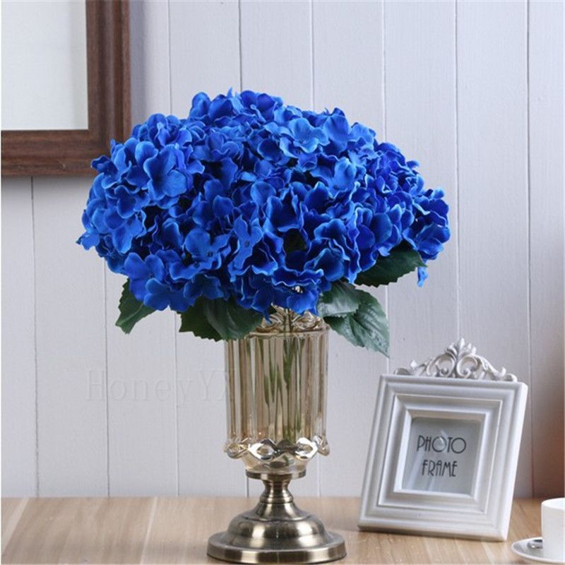 35 CM Grande Hortênsia Flor Falsa Hortênsia Artificial Flor Azul Flor DIY  Acessório De Seda para
