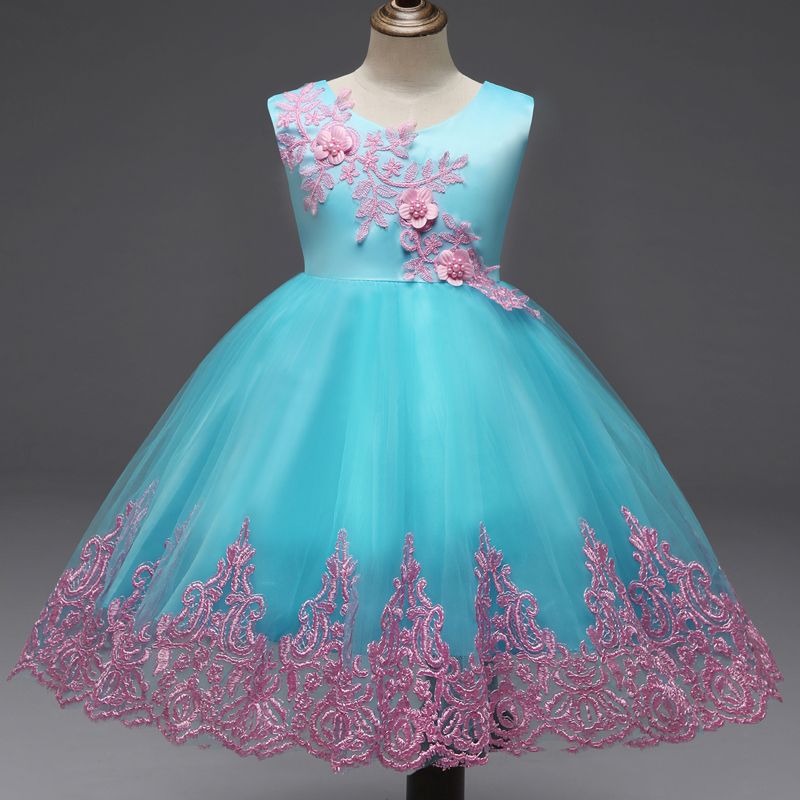 Vestido Bordado sin Mangas de Bautizo Flores para Bebé Niña Vestido Infantil