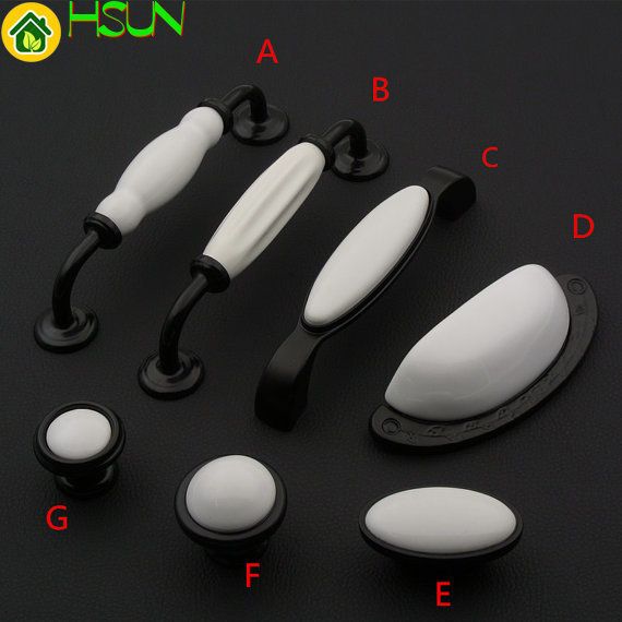 2019 Black White Porcelain Ceramic Dresser Pulls Handles Chic Door