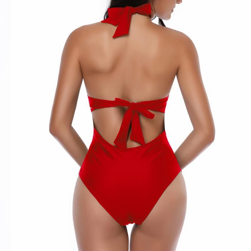 Compra Atractivo Negro De Una Sola Pieza Del Traje De Baño Del Traje De Baño  De La Cruz Cabestro Mujeres Empuja Hacia Arriba El Mono Trajes De Baño  Biquini Más El Tamaño