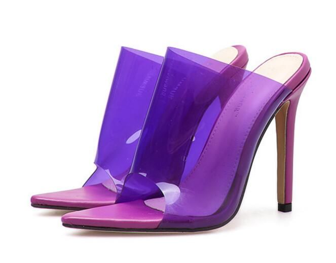 colorful clear heels