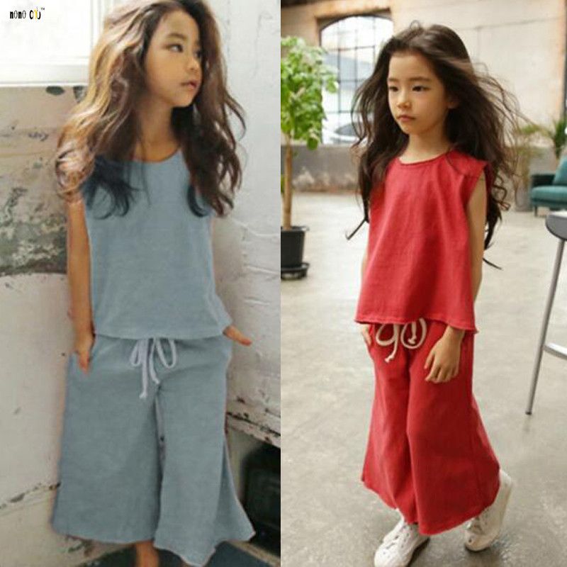 Girls set 2 pcs Top Shorts sets Sleeveless Outfit Summer Set Age 3 4 5 6 7 years