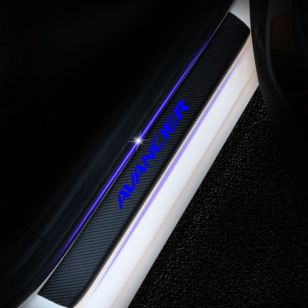 For C4 4D M Car Pedal Covers Door Sill Protectors Entry Guard Scuff Plate Trims Anti-Scratch Reflective Carbon Fiber Stickers Auto Accessories Exterior Styling 4Pcs Red