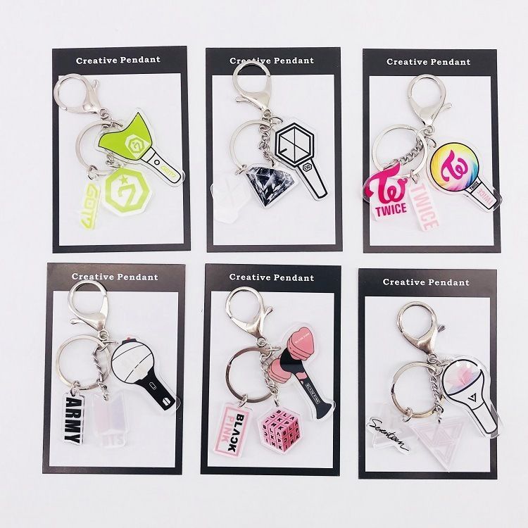 GOTH Perhk 2019 Popular Kpop BTS Twice Blackpink Got7 EXO Cute Keychain Fashion Car Keyring Key Holder Bag Pendant Accessories