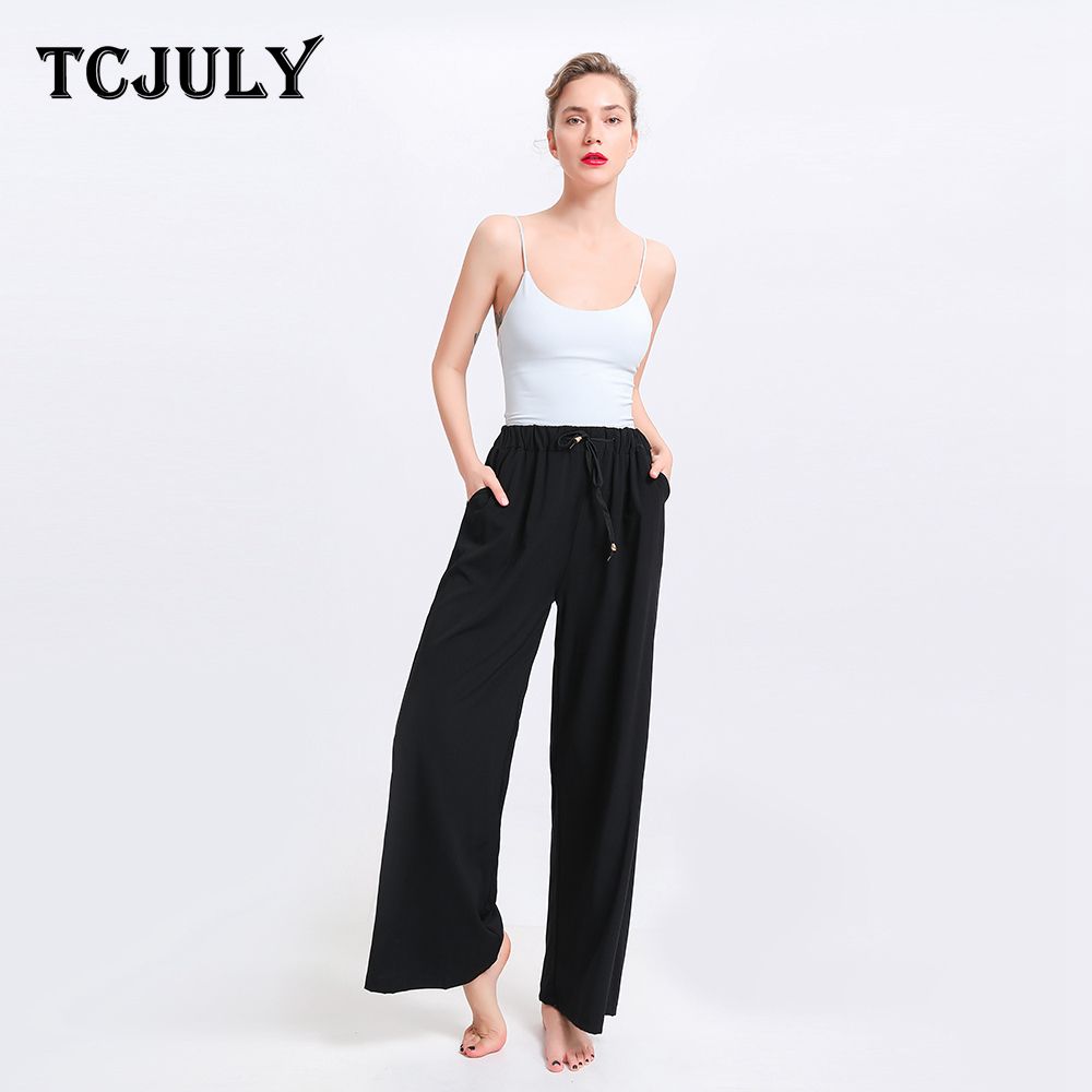 Compra Tcjuly Verano 2019 Nueva Moda Rayón Cintura Alta Pantalones Anchos  De Pierna Más Tamaño Pantalones Con Cordones Bolsillos Imprimir Pantalones  Sueltos Mujeres Y19041902 Barato | Entrega Rápida Y Calidad | Es.Dhgate