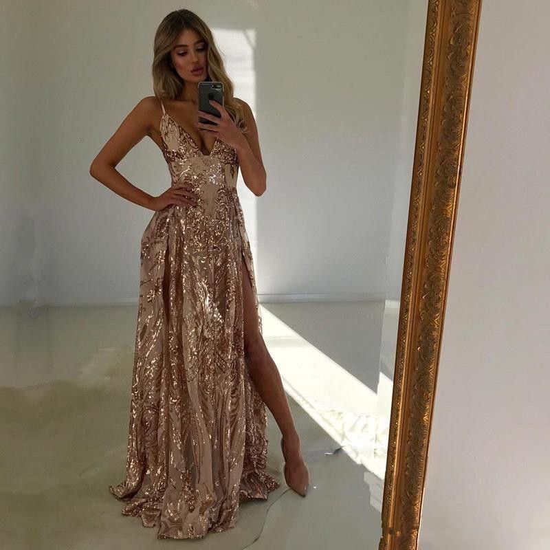 Rose Gold Sparkly Prom Dress Flash ...