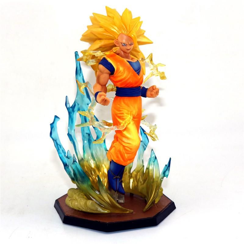 Goku Dragon Ball 18 Cm Sayajin 3 Ssj3 Com Led Na Base