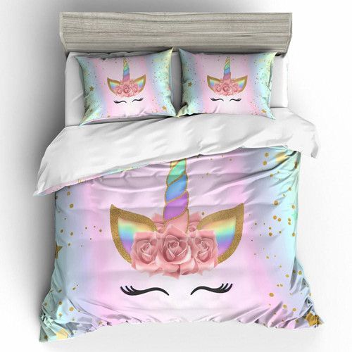 3d Cute Unicorn Bedding Set, Unicorn Duvet Cover Full Set Queen