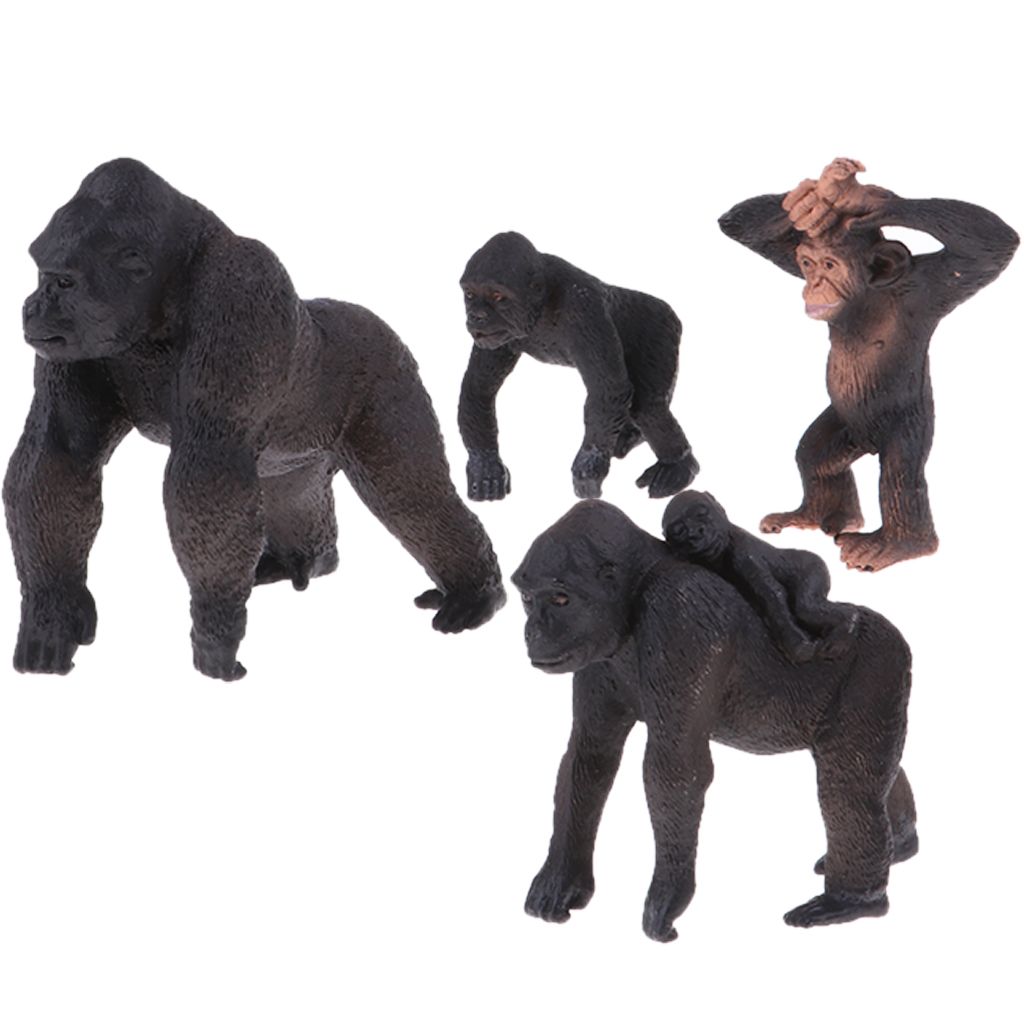 4 Piezas Simulación Gorila Familia Figura Juguete Animal 