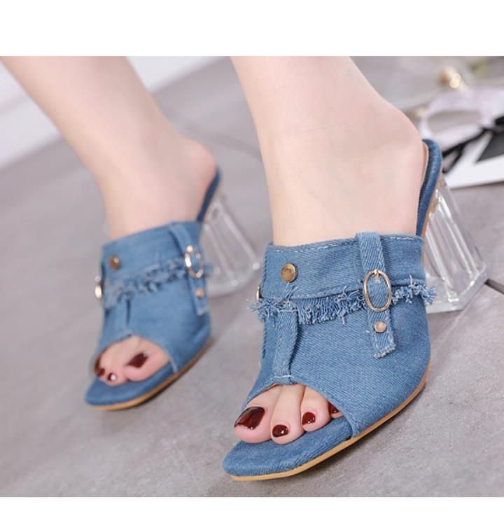 Buy > denim designer heels > in stock