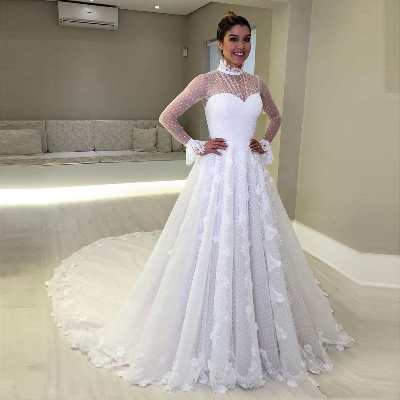 collar neck gown