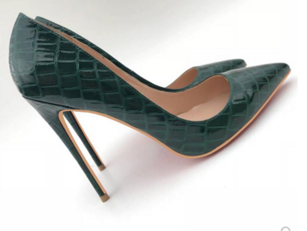 green crocodile heels