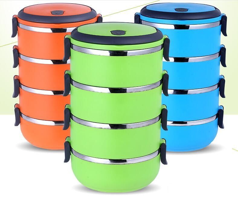 Est 304 Stainless Steel Lunch Box Food Storage Container Thermal Bento With Handle Unique Dinnerware Sets Clearance Unusual