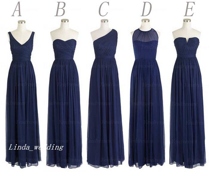 navy floor length bridesmaid dresses