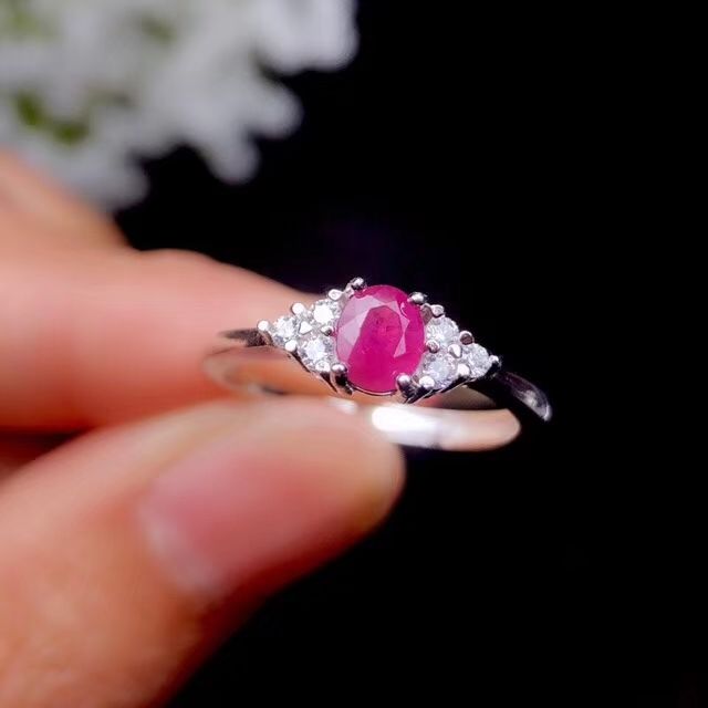 Natural Ruby 925 Sterling Silver Heart Love Women Gift Wedding Ring in All Sizes