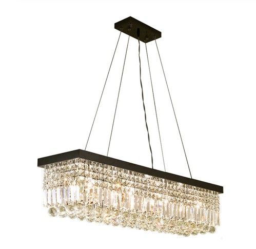 compre crystal moderna lampara de luz led de luz rectangular sala lamparas barra de techo colgante de accesorios de iluminacion llfa a 182 34 del