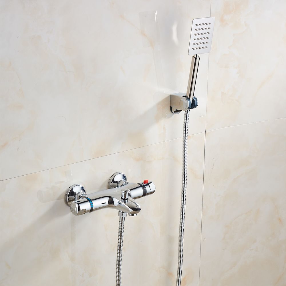 Thermostatic Bath Faucet With Hand Shower Wall Mounted Bathtub