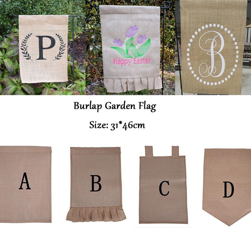 2020 Burlap Garden Flag 31x46cm Diy Blank Linen Yard Hanging Flag