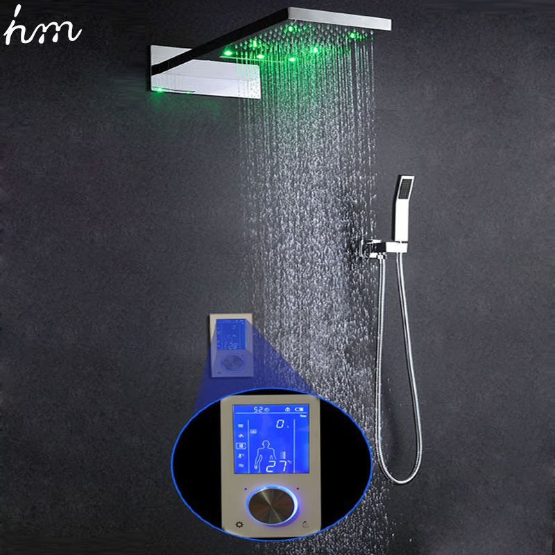 2021 Digital Shower System Wall Mounted Rainfall Waterfall LED
