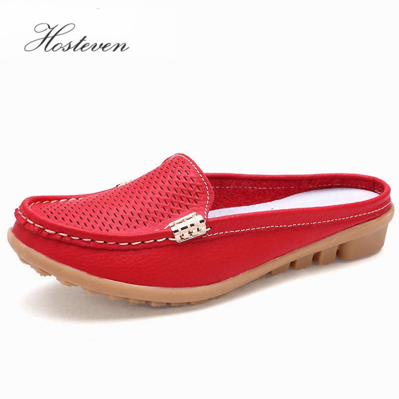 ladies red moccasins