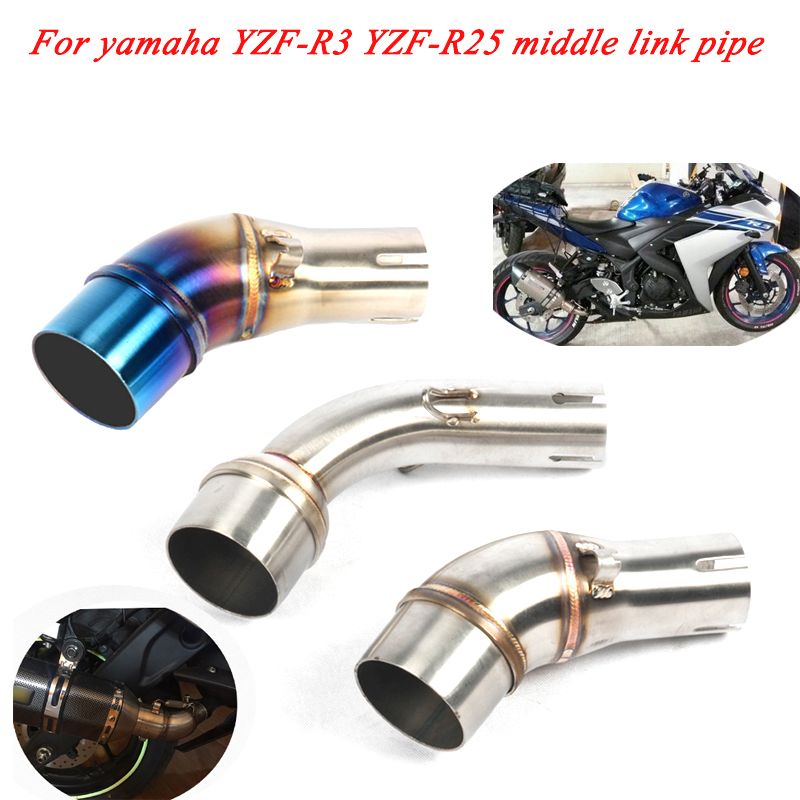 For Yamaha R3 R25 Exhaust Pipe Motorcycle Mid Tube Slip On 51mm Muffler Escape