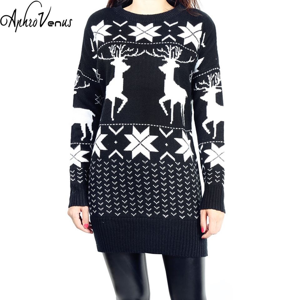 Acquistare Maglione Da Donna Maglione Di Lana A Maglia Lunga Di Natale Donna  Cervo Rosso Motivo A Foglie Di Foglia Fiocco Di Neve Stampato Lungo SLeeve  Crochet Mujer Economico | Consegna Veloce