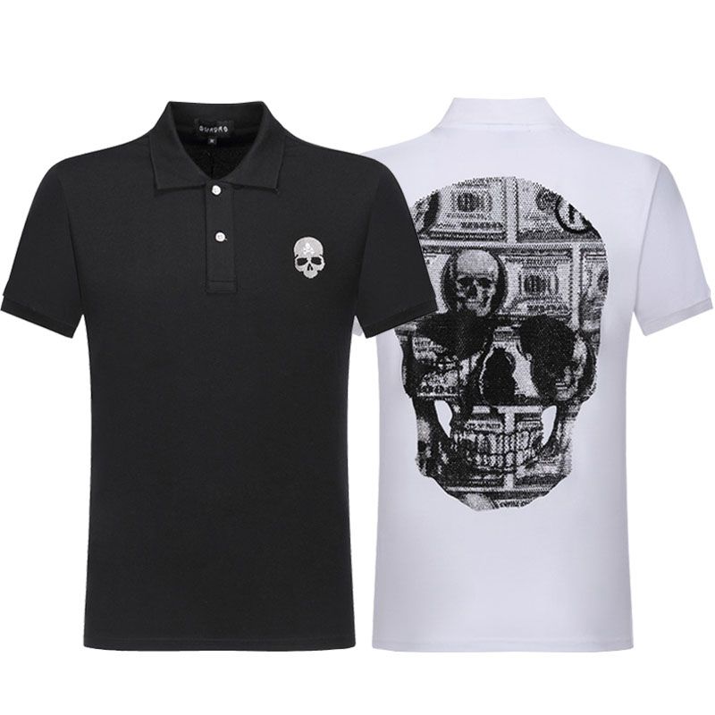 2019 marca polo hombres camiseta bordado polos calavera High street moda clásica polo