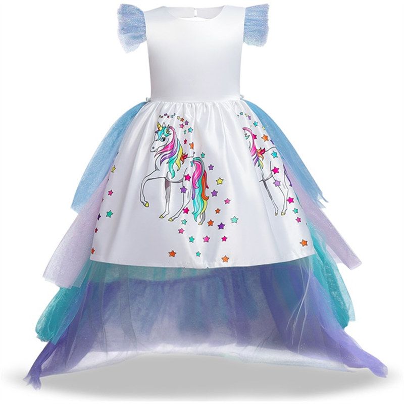 Ful Unicorn Dress For Girls Wedding Party Unicorn Pattern Long