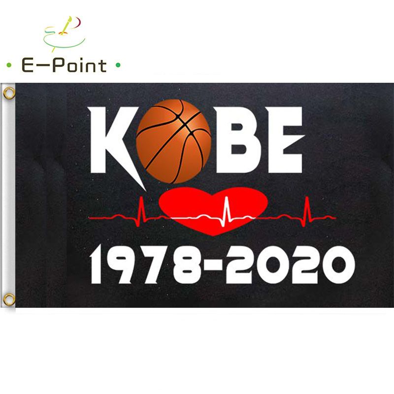 2019 Kobe Bryant 1978 2020 Red Heart Remembering Flag Lakers 3 5ft