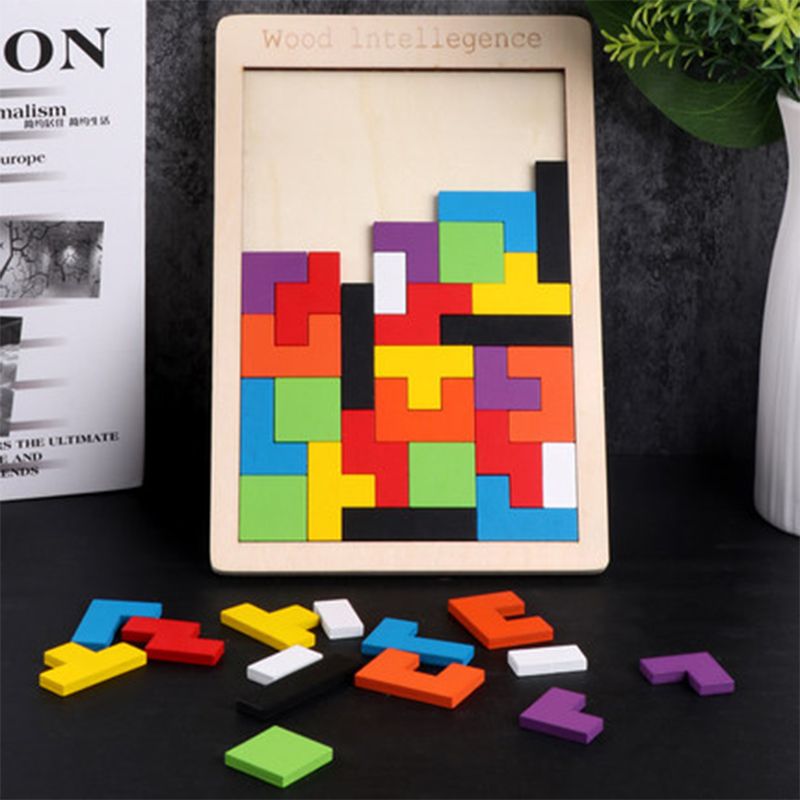 Holz-Tangram Rätsel Puzzle Spielzeug Tetris Spiel Bildungs Kinder Spielzeug DE