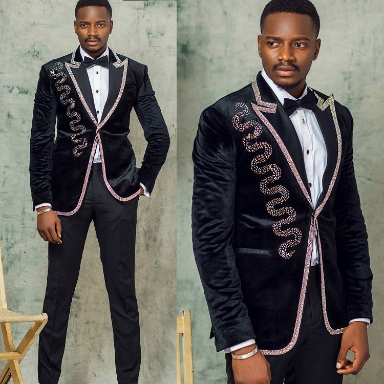 2019 Men Black Wedding Suits Shiny Pink Peaked Lapel Tuxedos For Men ...