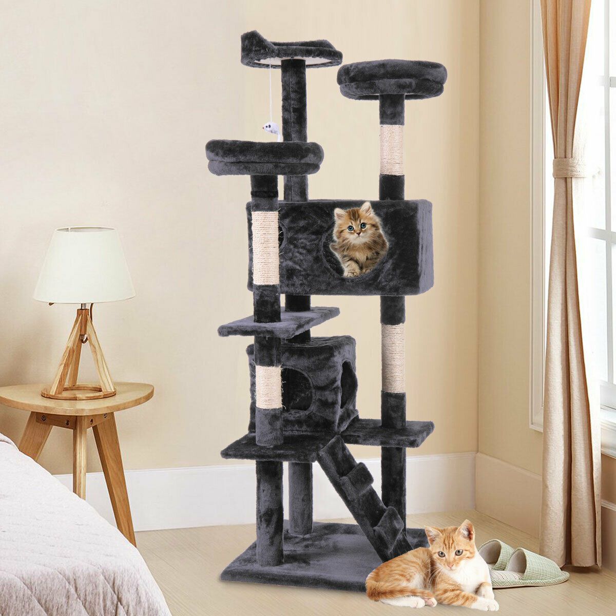2021 60 Cat Tree Tower Condo Furniture Scratching Post Pet Kitty Play House Black From Ls12191744 51 85 Dhgate Com