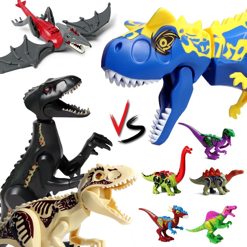 dinosaur assembling building blocks