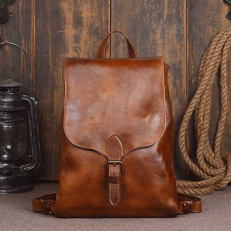 genuine leather laptop backpack
