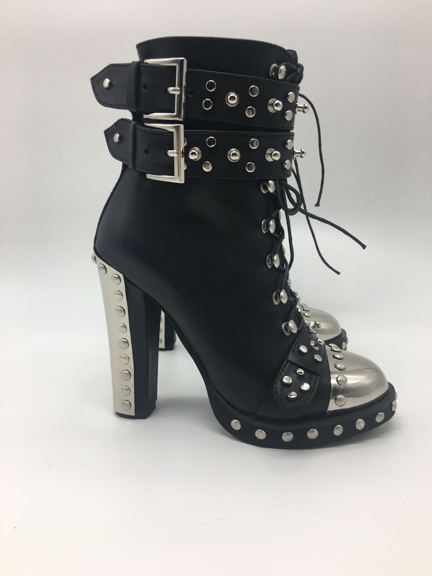 high heel round head martin boots