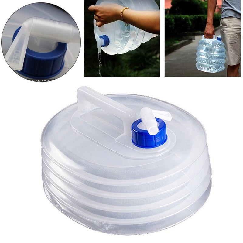 Folding Drinking Water Bucket Camping Hiking Water Container Storage Bag 5L UK