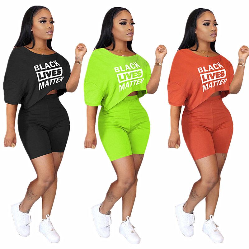 Fashion Women Shorts Tracksuit Black Lives Matter Print Summer Short