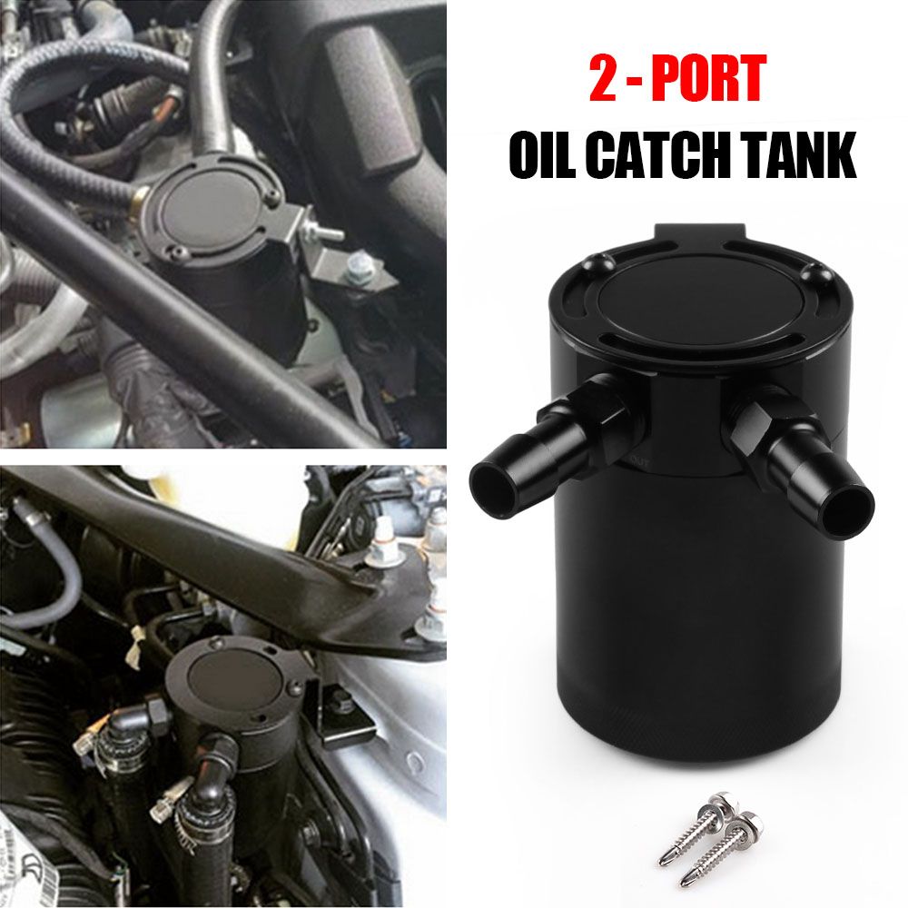 Compact Baffled Oil Catch Can Tank Universal 3//8/" NPT Inlet Outlet 2-Port