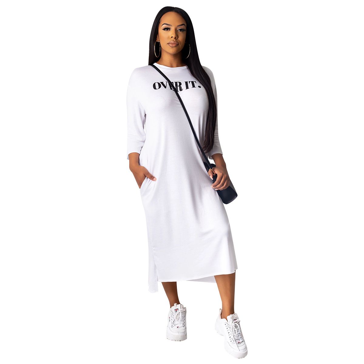 quarter sleeve t shirt dress
