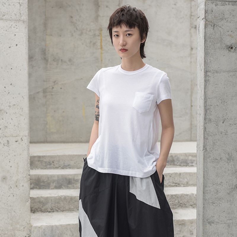2019 Korean Style Women Solid White Black Summer Tee Top Casual T
