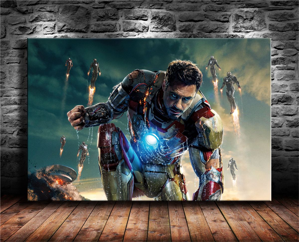 Iron Man Oil Painting Original Art Hand-Painted Canvas NOT a Giclee Print 24x36