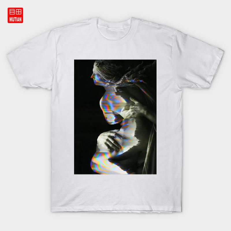 Vaporwave Greek Glitch Statue T Shirt Sunset Grid Windows 95