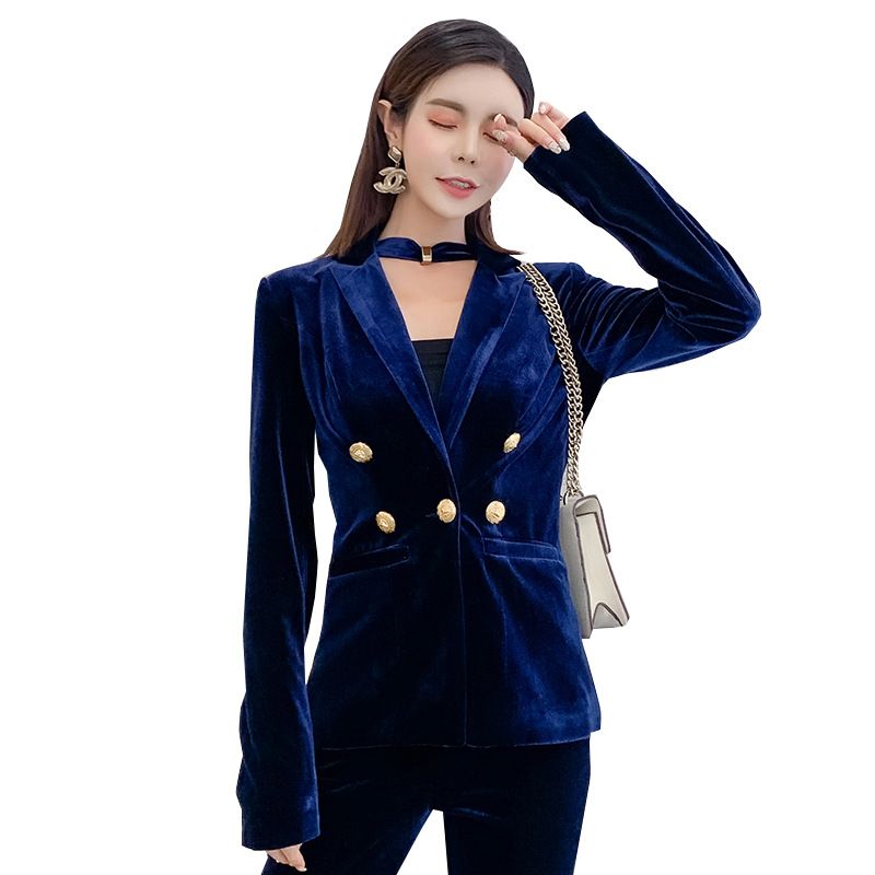 Compra Traje De Mujer De Terciopelo Traje Cruzado De Dos Piezas Traje De  Dos Piezas Abrigo + Pantalón Primavera Y Otoño Nueva Moda Delgado  Adelgazamiento Barato | Entrega Rápida Y Calidad | Es.Dhgate