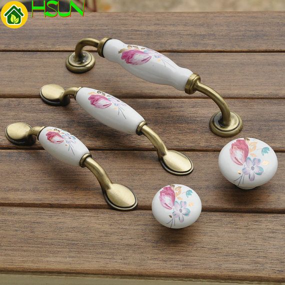 2019 Flower Knobs Dresser Drawer Pulls Ceramic Knob Bronze